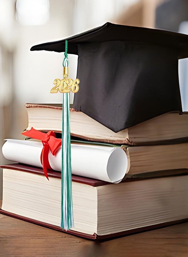 Nelisylux 2026 Tassel Graduation, Green and White Graduation Tassel, 2026 Tassel Charms for Graduations Cap Decorations, Tassels Memorial Grad Cords for College High School Graduate Hat Ceremonies Accessories - Image 4